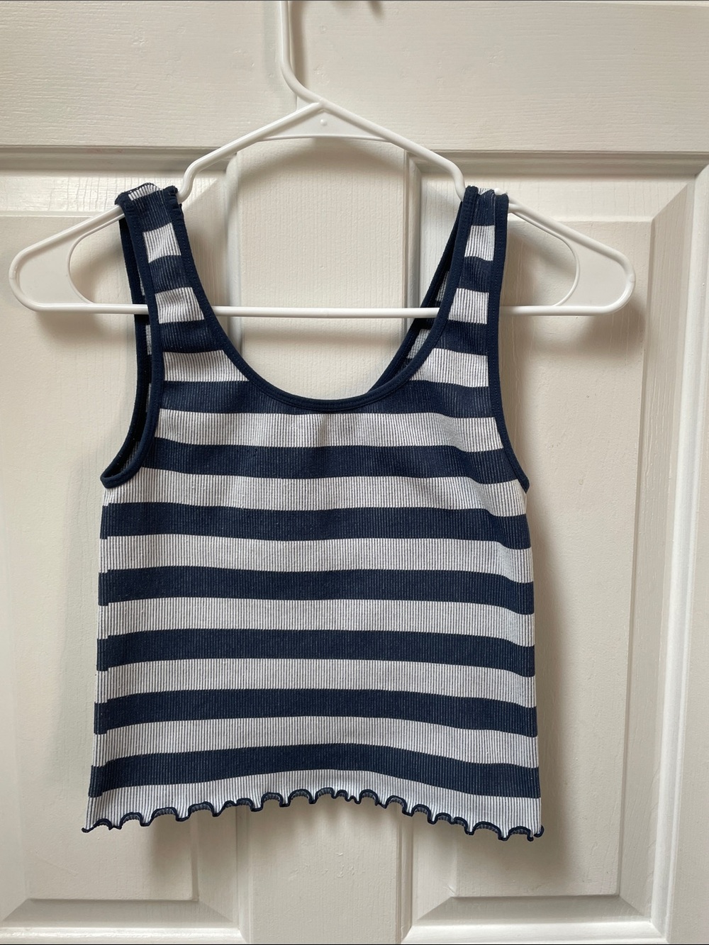 Wallflower Navy and White Striped Ribbed Tank